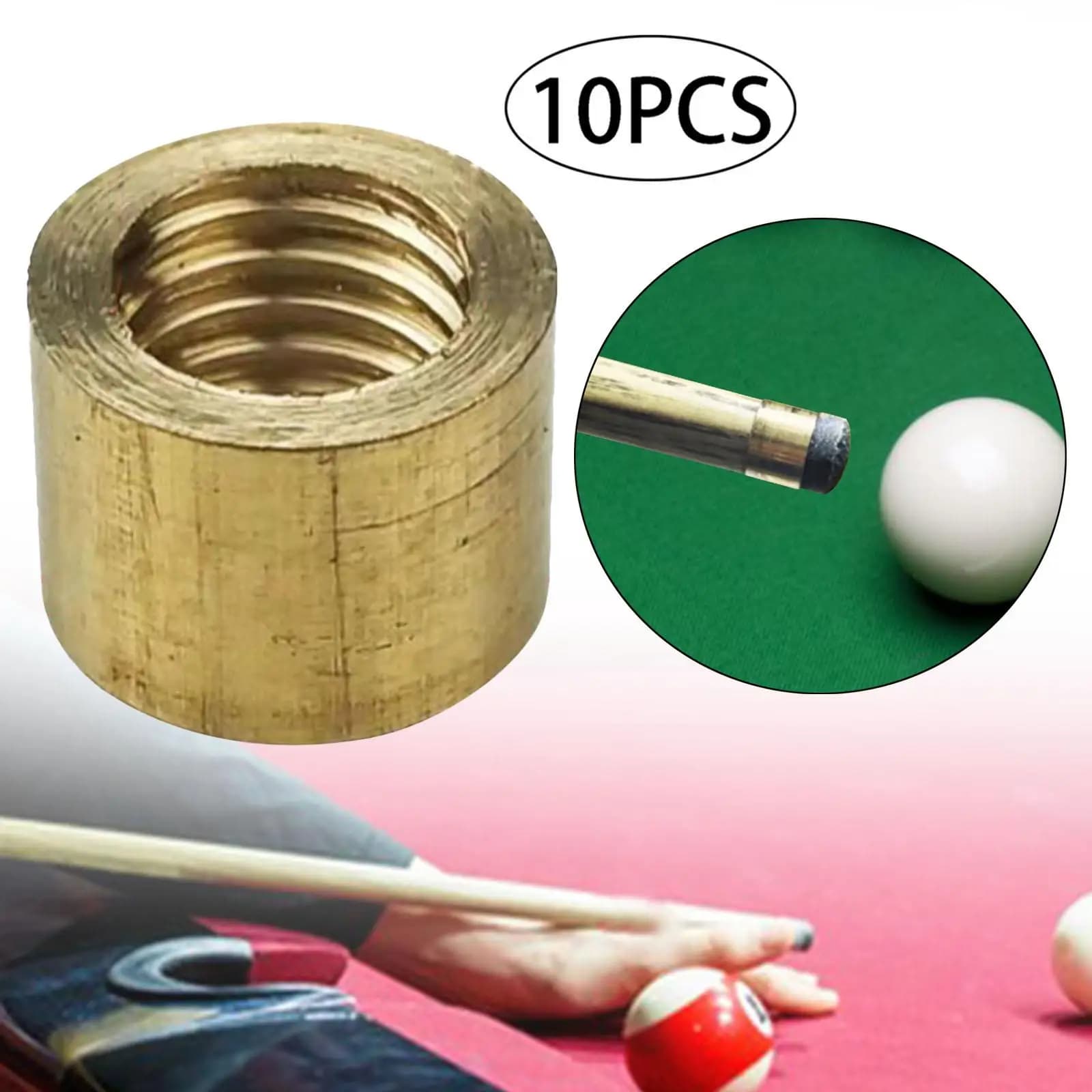 6x 10 Pieces Billiard Cue Ferrules, Snooker Pool Cue Ferrules, Copper Billiard Cue Stick Ferrule for DIY Billiard Accessories