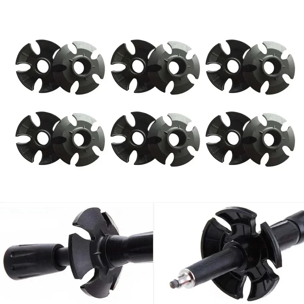 Pack of 12 hiking stick guards, with snow and mud baskets, for walking sticks and ski poles
