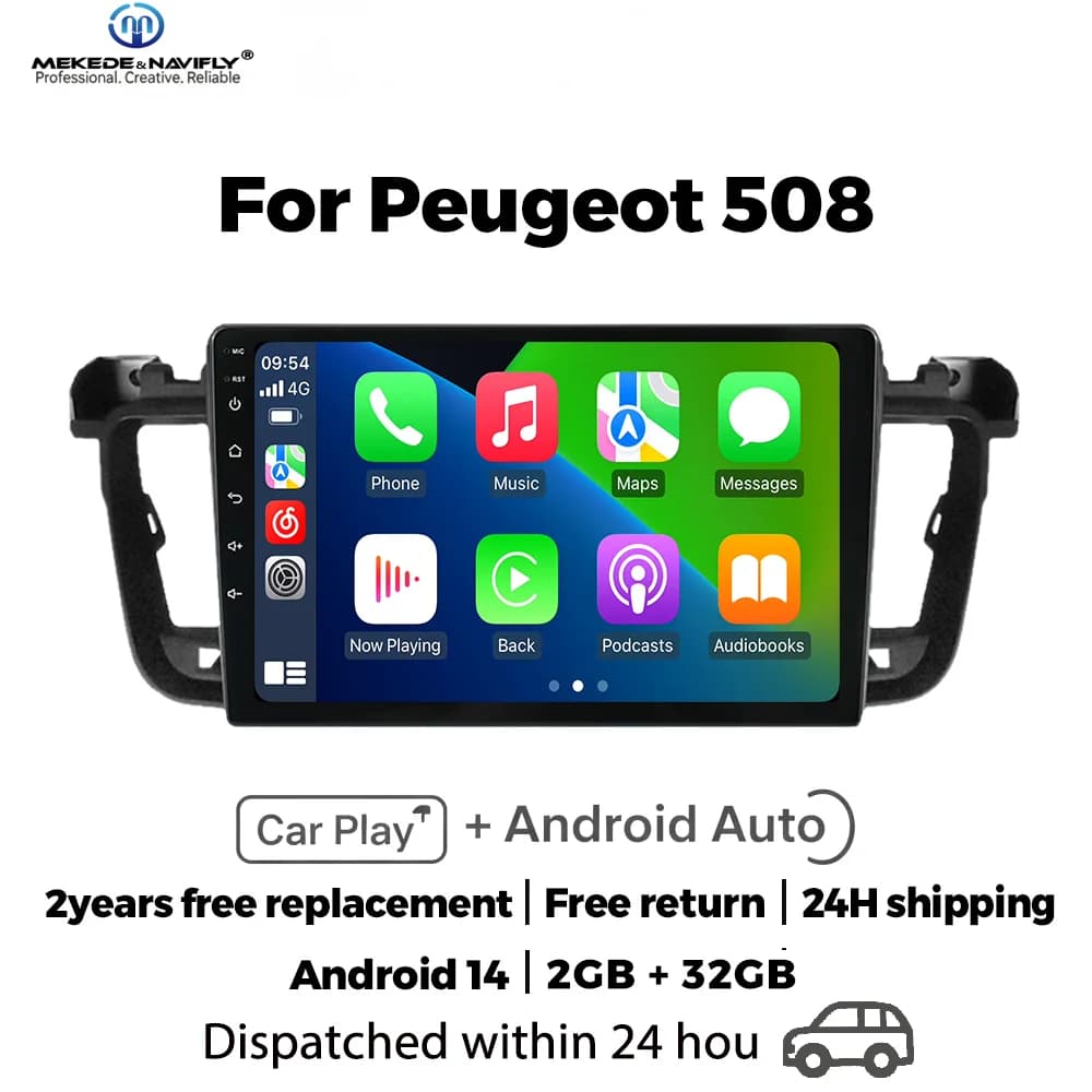 MEKEDE android 14 2 Din Car Radio For Peugeot 508 2011 - 2018 Multimedia Player GPS Navigation Carplay Stereo RDS DVD Head Unit