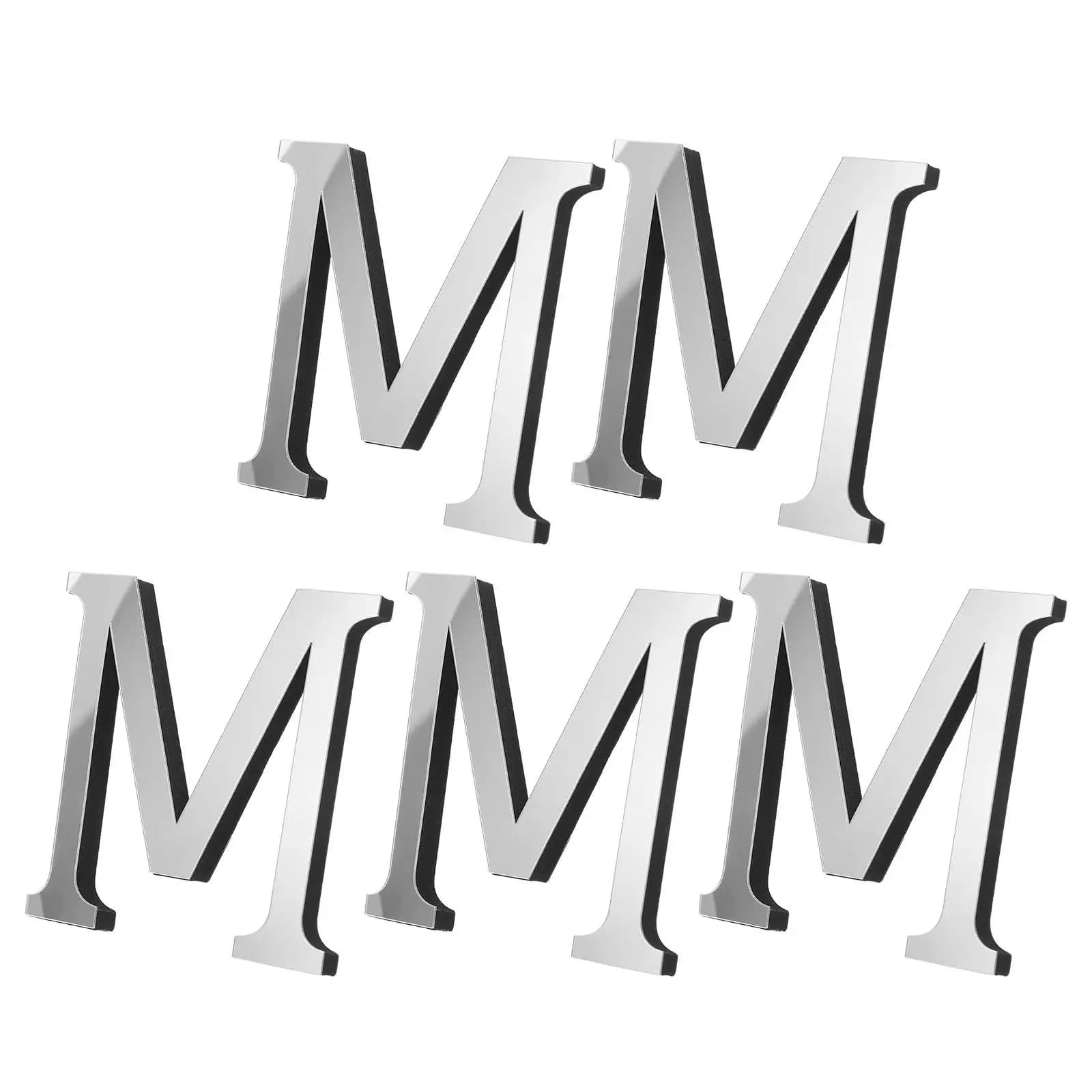 5 Pezzi Adesivi Murali in Acrilico Lettera M, Decorazioni a Specchio 3D Autoadesive Rimovibili, Alfabeto per Decorazione Pareti di Casa, Soggiorno, Bagno