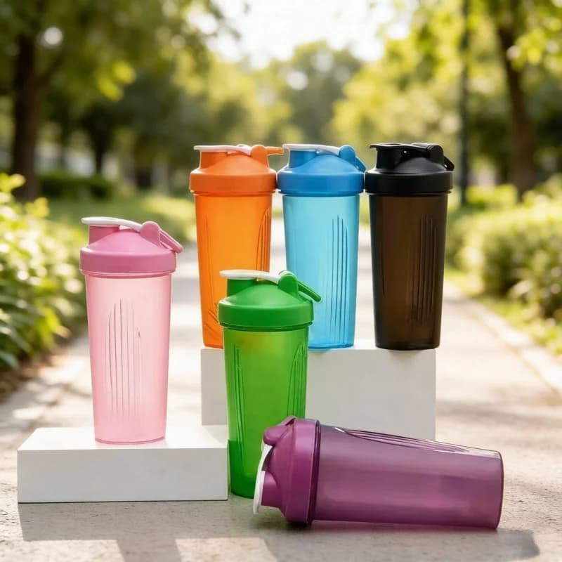 600ml Portable Protein Shaker Bottle, Leak Proof Water Bottle for Gym Fitness Training, Sport Mixing Cup with Scale