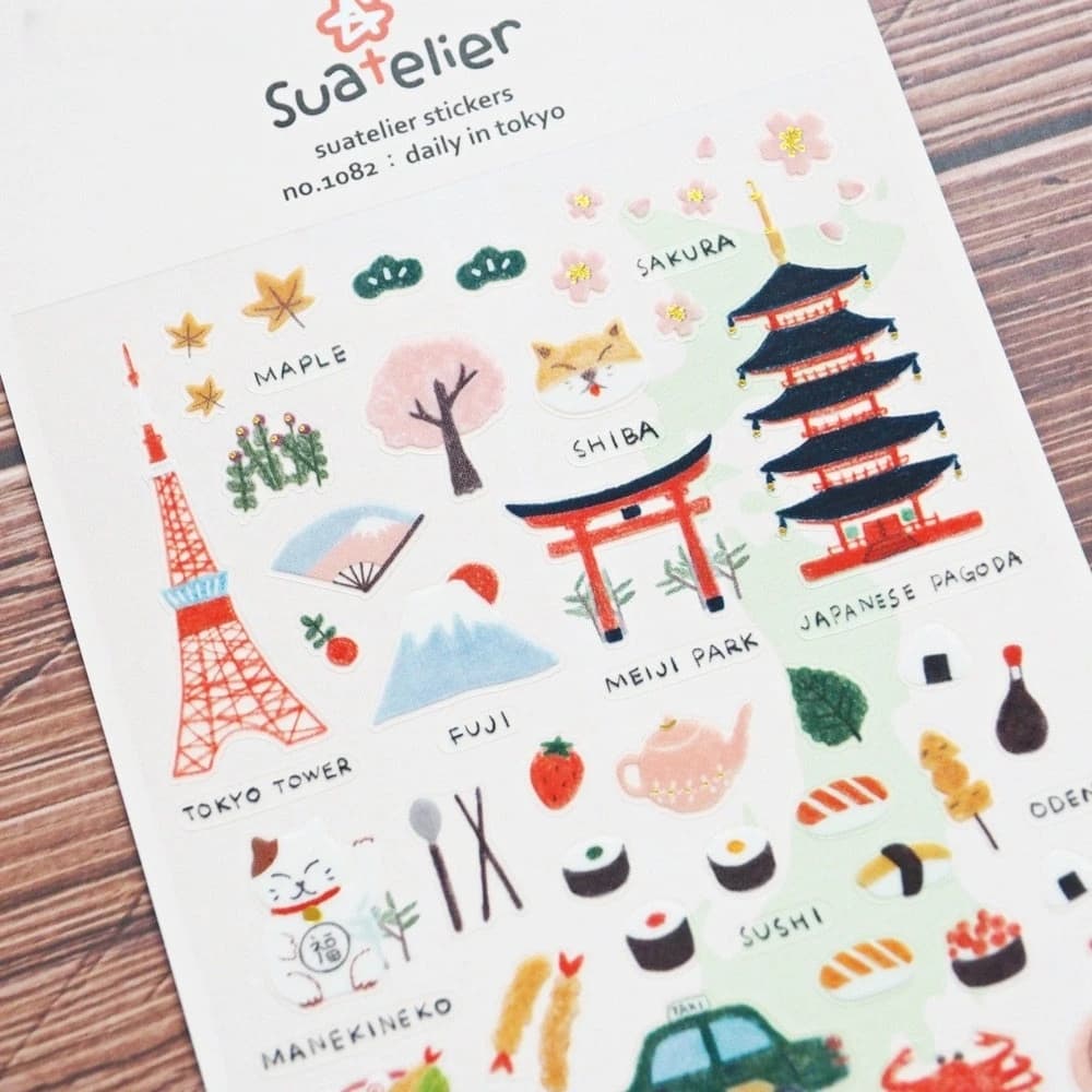 Importazione coreana Suatelier Viaggi giornalieri in Tokyo Adesivi Scrapbooking Fai da te Diario Adesivo di cancelleria Deco Materiale scolastico Regalo
