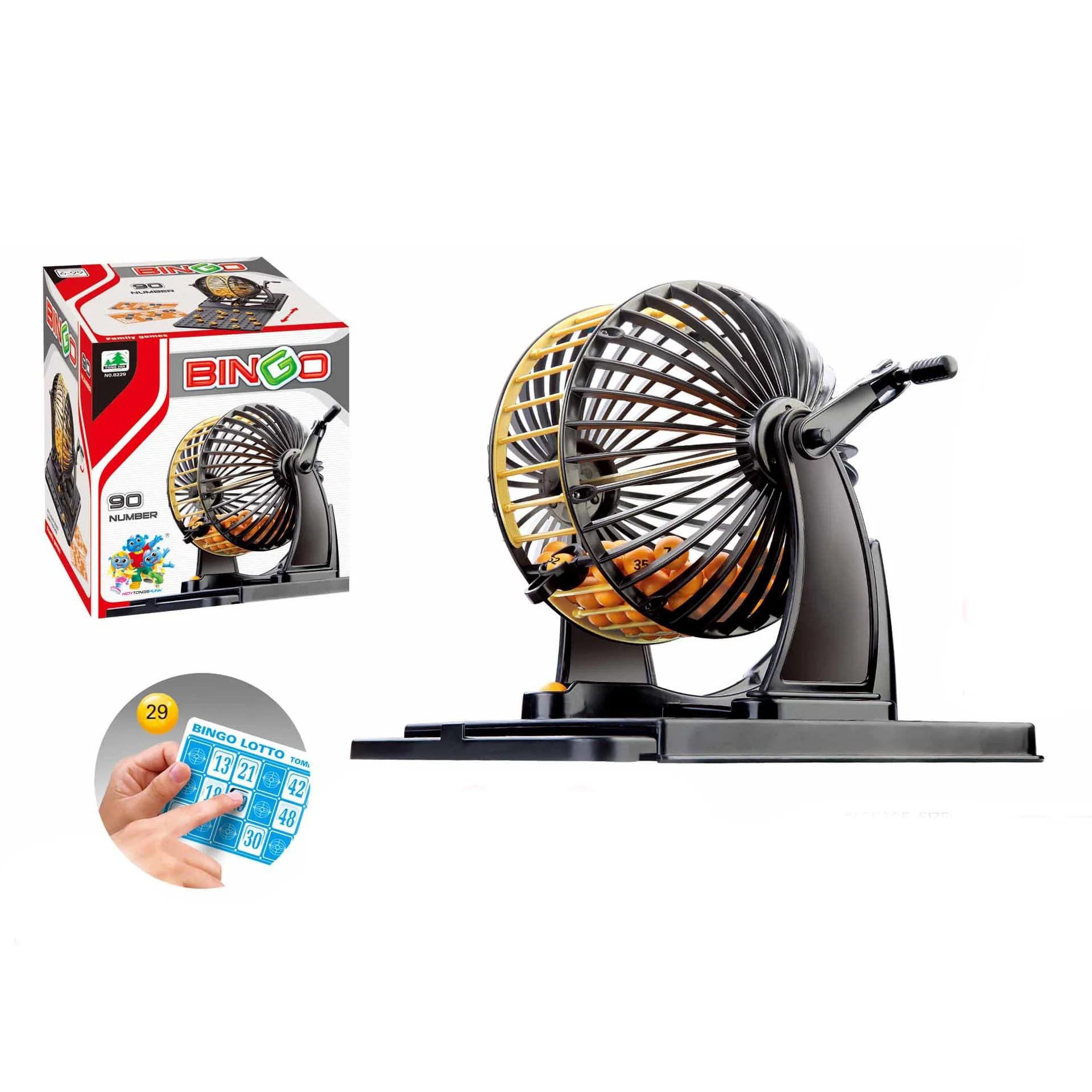 Macchina per Bingo Manuale con Palline Bicolore, Macchina della Lotteria, Ruota della Fortuna, Giocattoli Girevoli per Vincere Premi, 24 Carte