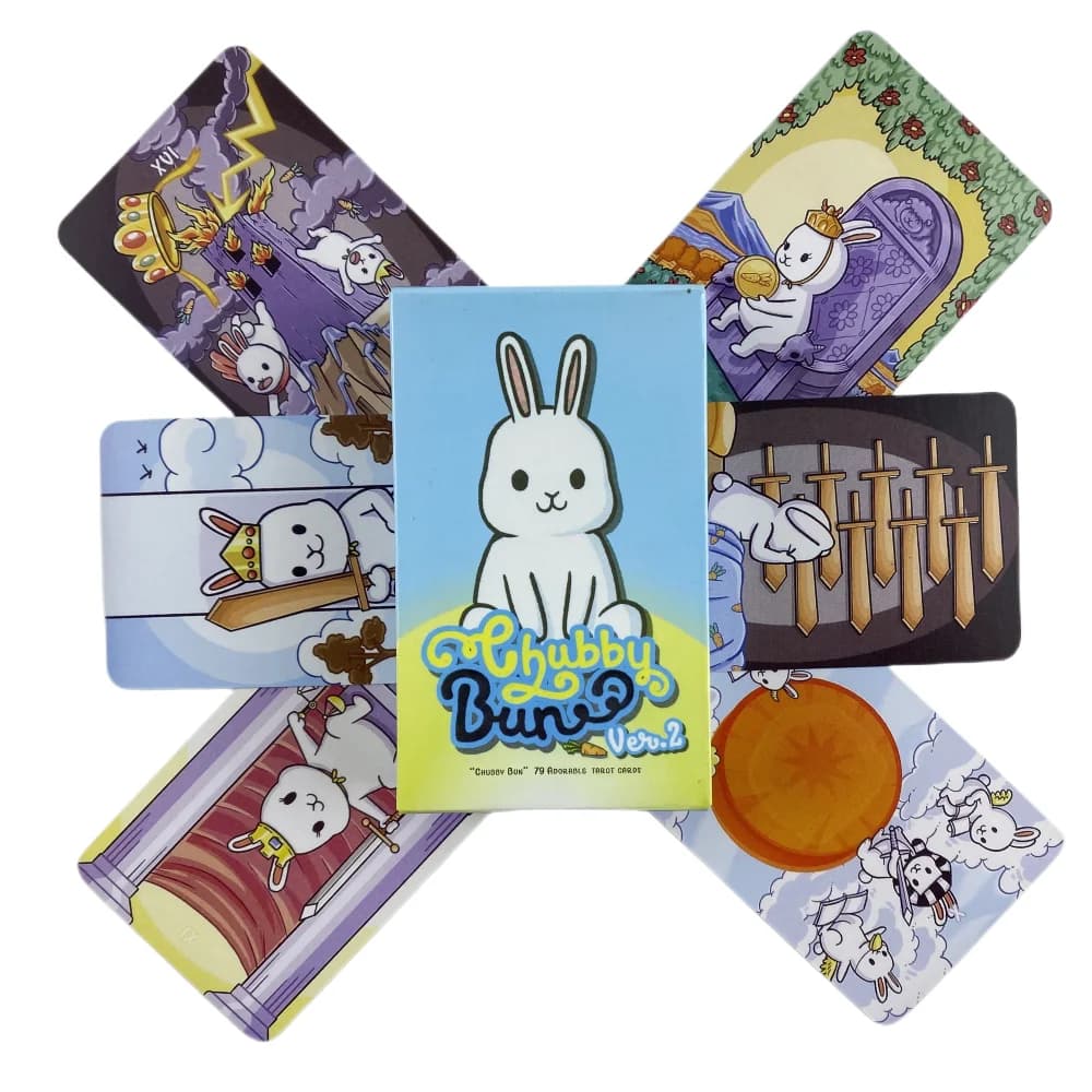 Carte dei Tarocchi Chubby Bun Rabbit: Mazzo da 79 Carte, Edizione Oracolo in Inglese, Visions Divination, Giochi da Tavolo