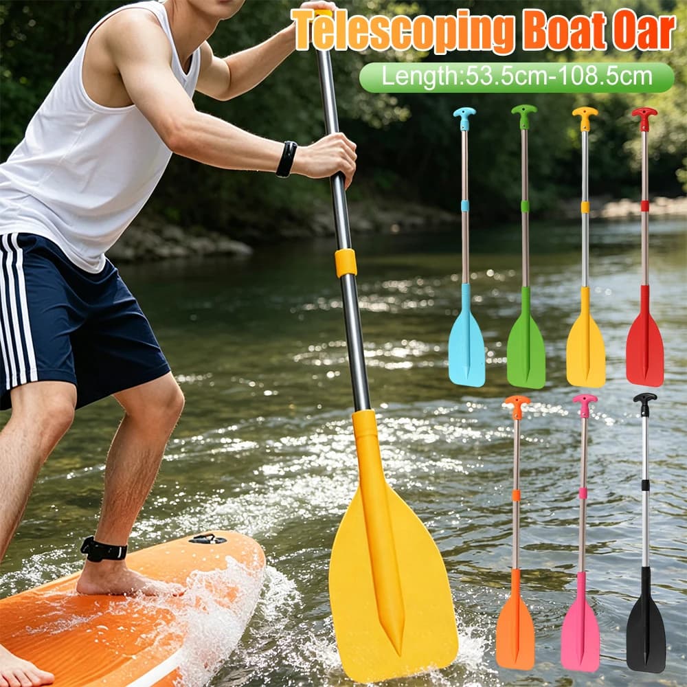 Telescoping Boat Paddle Emergency Aluminum Boat Oars Shaft Single-head Paddles 53.5-108.5cm Adjustable Length Canoe Kayak Paddle