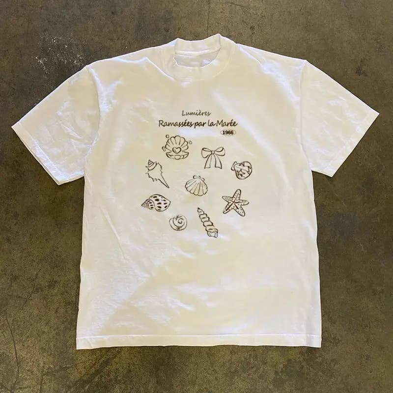 Loose Fit Cotton T-Shirt Short Sleeve Double Thread Pure Cotton American Retro Style Couple's Tee for Men And Women