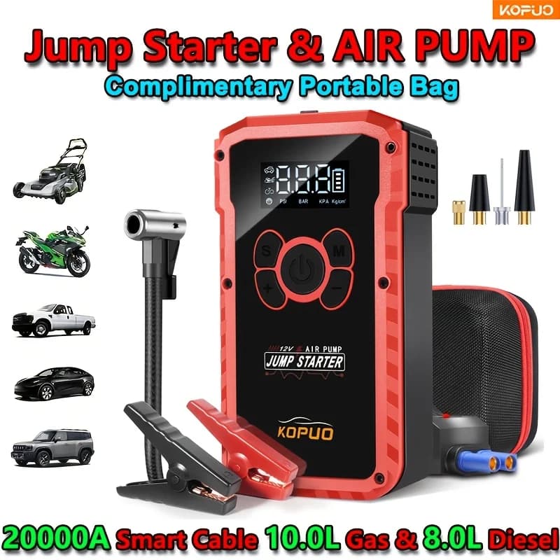 Avviatore di Emergenza Portatile 20000A Compatibile con Auto 12V, Camion, SUV, Trattori - Potente Booster con Schermo LCD, Adatto a Basse e Alte Temperature per Emergenze Veicolari, Regalo Ideale per