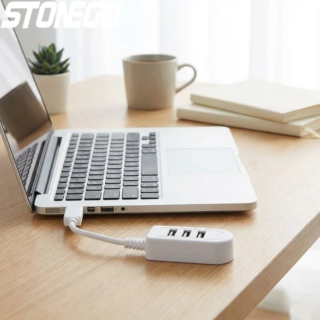 Hub USB Portatile a 3 Porte con Cavo Integrato da 30cm/120cm, Porta di Ricarica per Accessori Laptop
