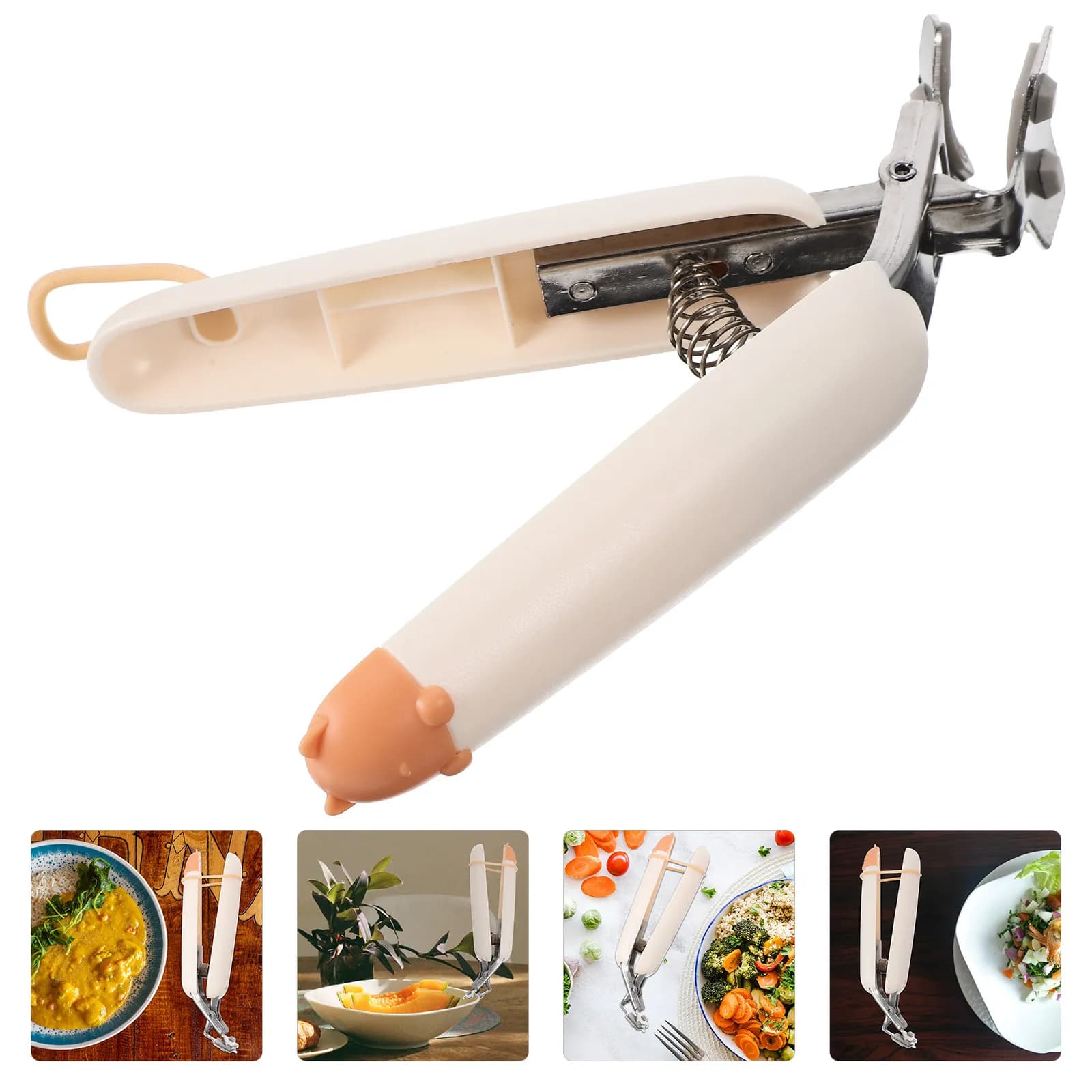Pinza per Ciotole in Acciaio Inox con Impugnatura Antiscivolo in ABS per Ciotole Calde, Pentole, Vaporiere, Forni a Microonde, Friggitrici ad Aria, Stoviglie da Cucina