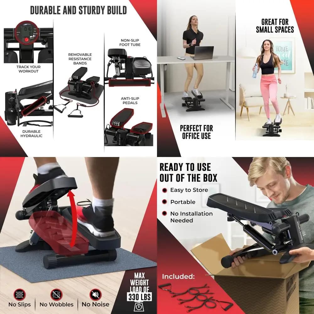 Compact Stepper with LCD Display and Efficacy Training Resistance Bands
