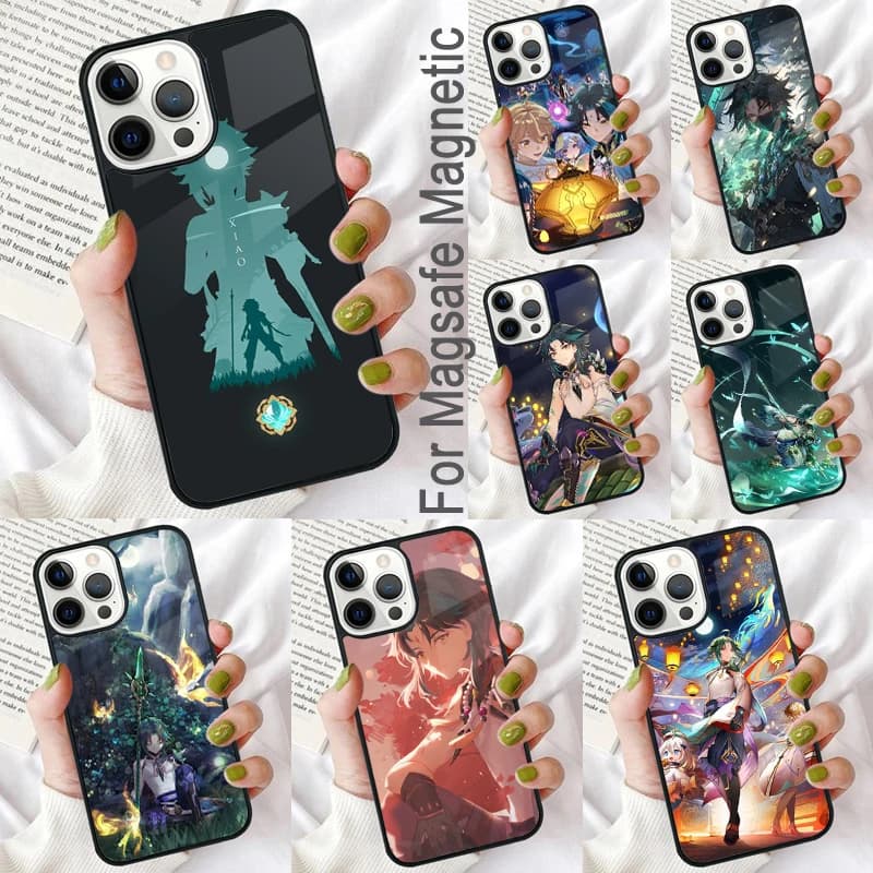 Genshin Impact Xiao Magnetic Soft Phone Case for iPhone 16 Promax 15 Pro 13 14 Plus 11 12 Mini MagSafe Coque