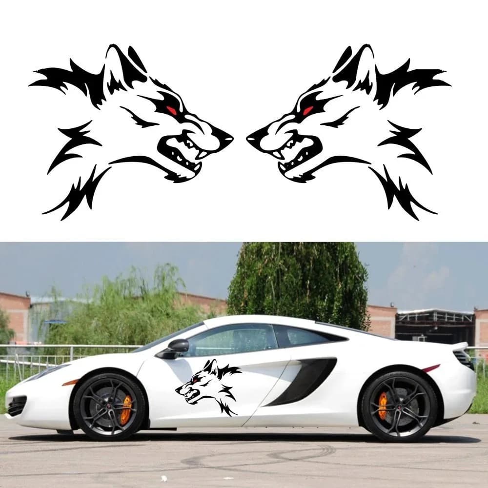 Sticker Wolf Personalized Car Modification Decoration Sticker Wolf Head Aggressive and Fierce Sticker Waterproof and Sunscreen.