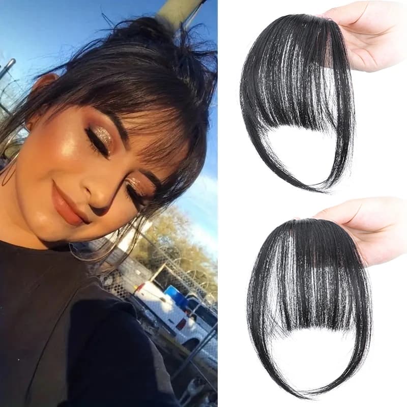 Synthetic Fake Air Bangs Hair Extension Front Fringes Invisible Mini Hairpiece Black Brown Hair Accessories for Women