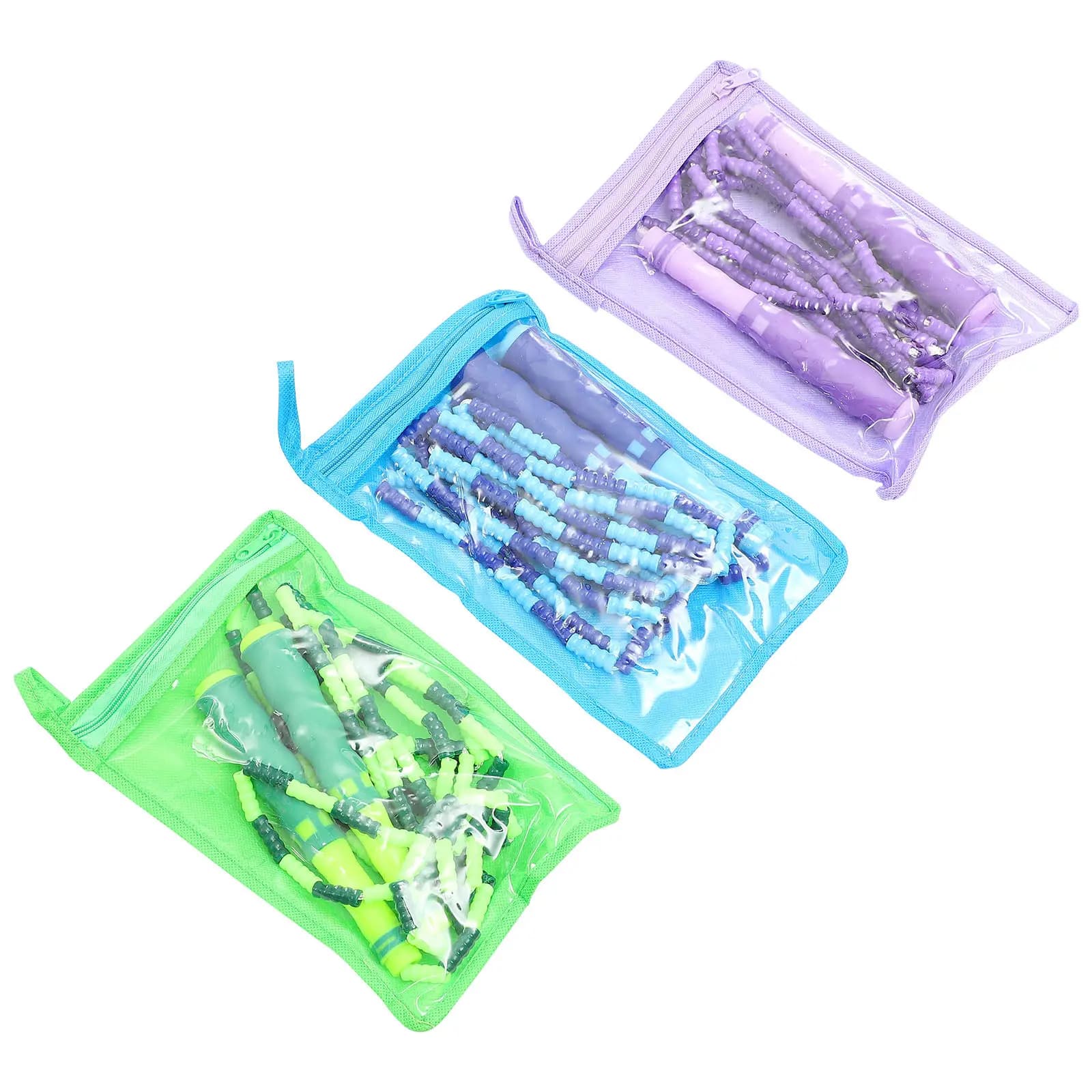 3Pcs Adjustable Beaded Jumping Ropes Lightweight Non-Skid Handles Ideal for Adult Sports Exercise Skipping Ropes