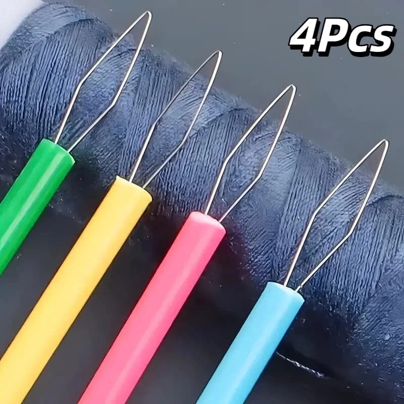 Set di 4 strumenti per infilare in plastica colorata, accessori per cucito fai da te, pratici strumenti per infilare aghi e fili