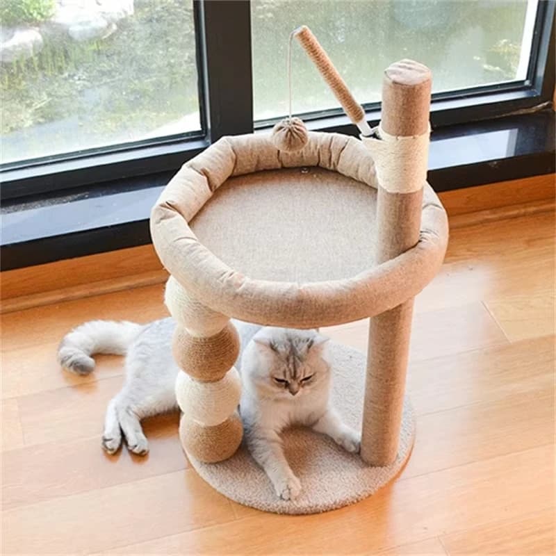 Grande Albero per Gatti da Interno, Torre Interattiva di Lusso con Tiragraffi in Legno Sostenibile, Carta e Sisal per Arrampicarsi