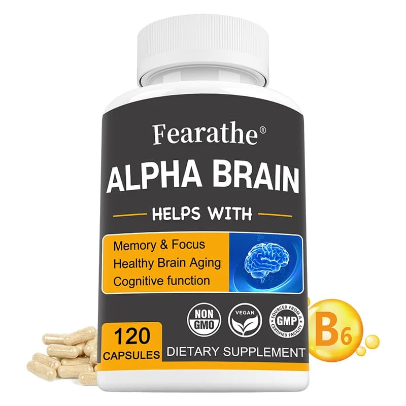 Brain supplement Fearathe Alpha: memory, mental clarity and cognition with vitamin B6, capsules Focus, non GMO