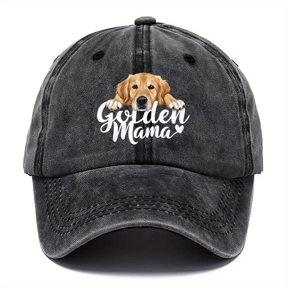 Hat with dog print, 1 piece, washed hats, baseball caps, different color options, adjustable DAD hats, suitable for outdoor sports