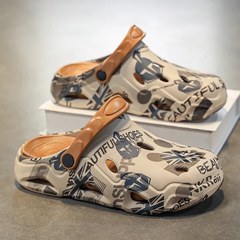 Sandali da uomo estivi per esterni, taglie grandi 45-46, sportivi casual da spiaggia, slip-on comodi in EVA con tacco piatto