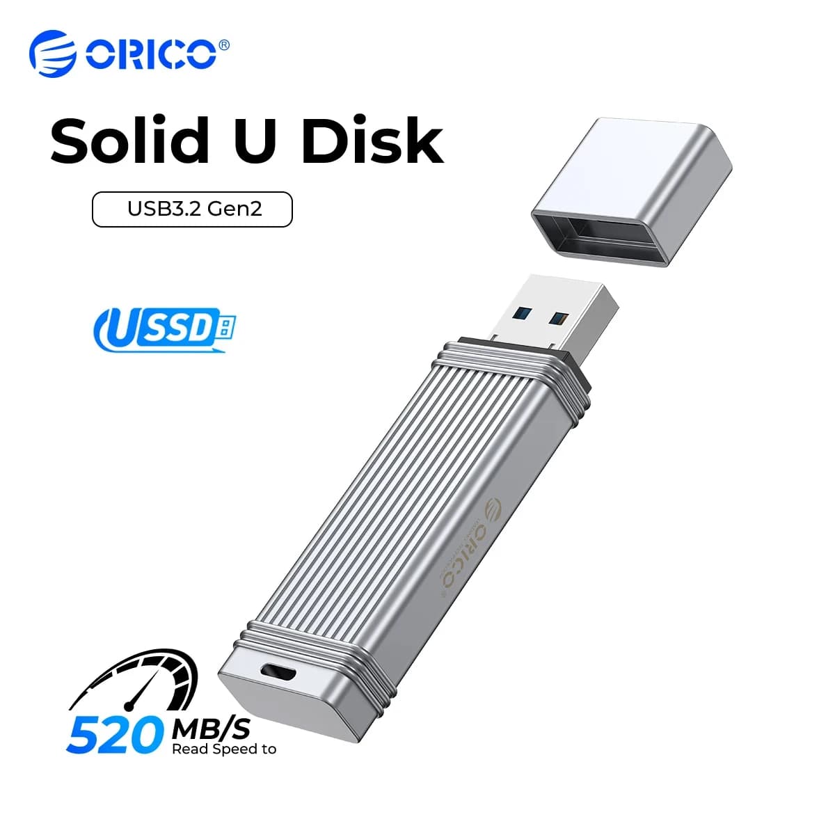 ORICO USSD USB Flash Drive 128GB 512GB 1TB Type-C USB 3.2 Memory Stick Metal U Disk velocità di lettura 520 MB/s velocità di scrittura fino a 450 MB/s