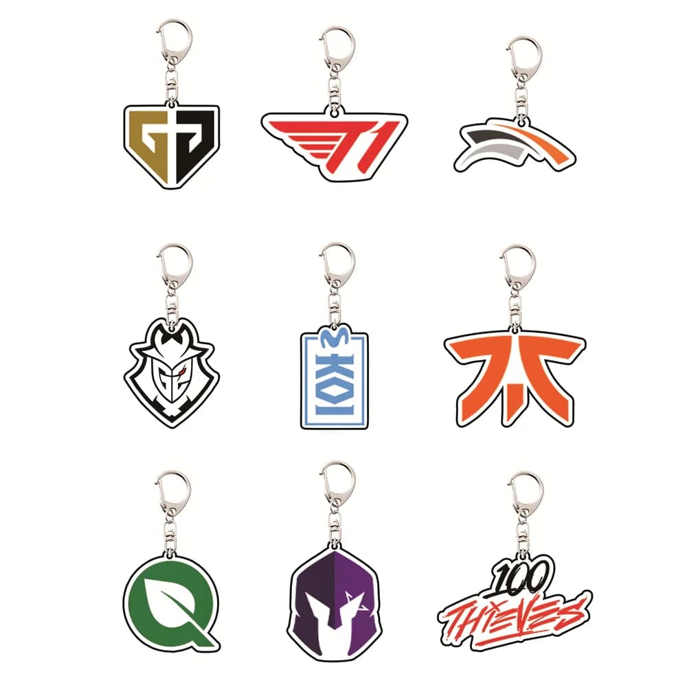 Portachiavi in acrilico con logo Anime LOL Team da 5 cm, decorazione per piatti, ciondolo per borse creative, regalo con ciondolo per gioielli