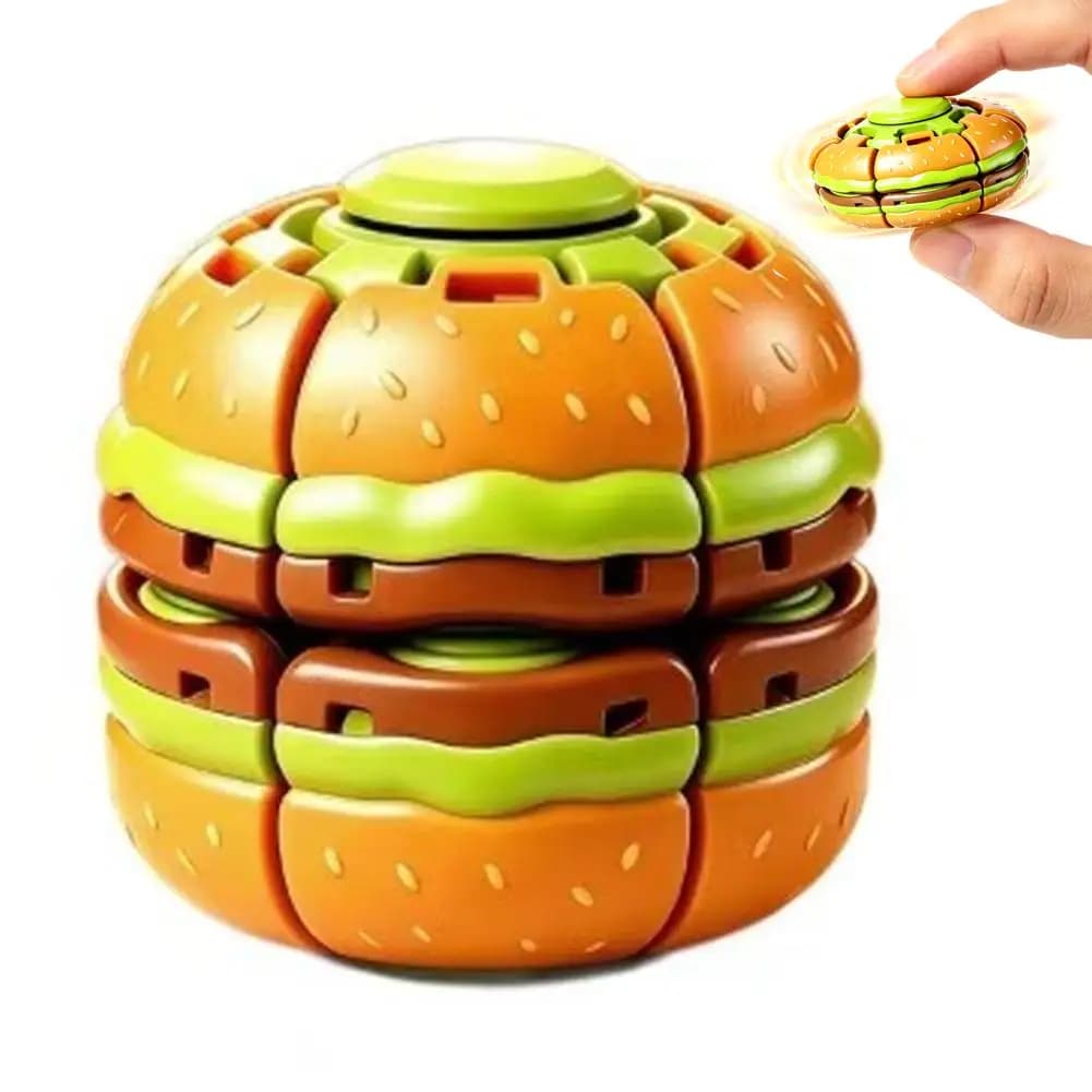 Burger Fidget Spinner Toy 3D Hamburger Press Bubble Gyro Ball Decompression Toy for Adults Cross-border Burger Spinning Ball
