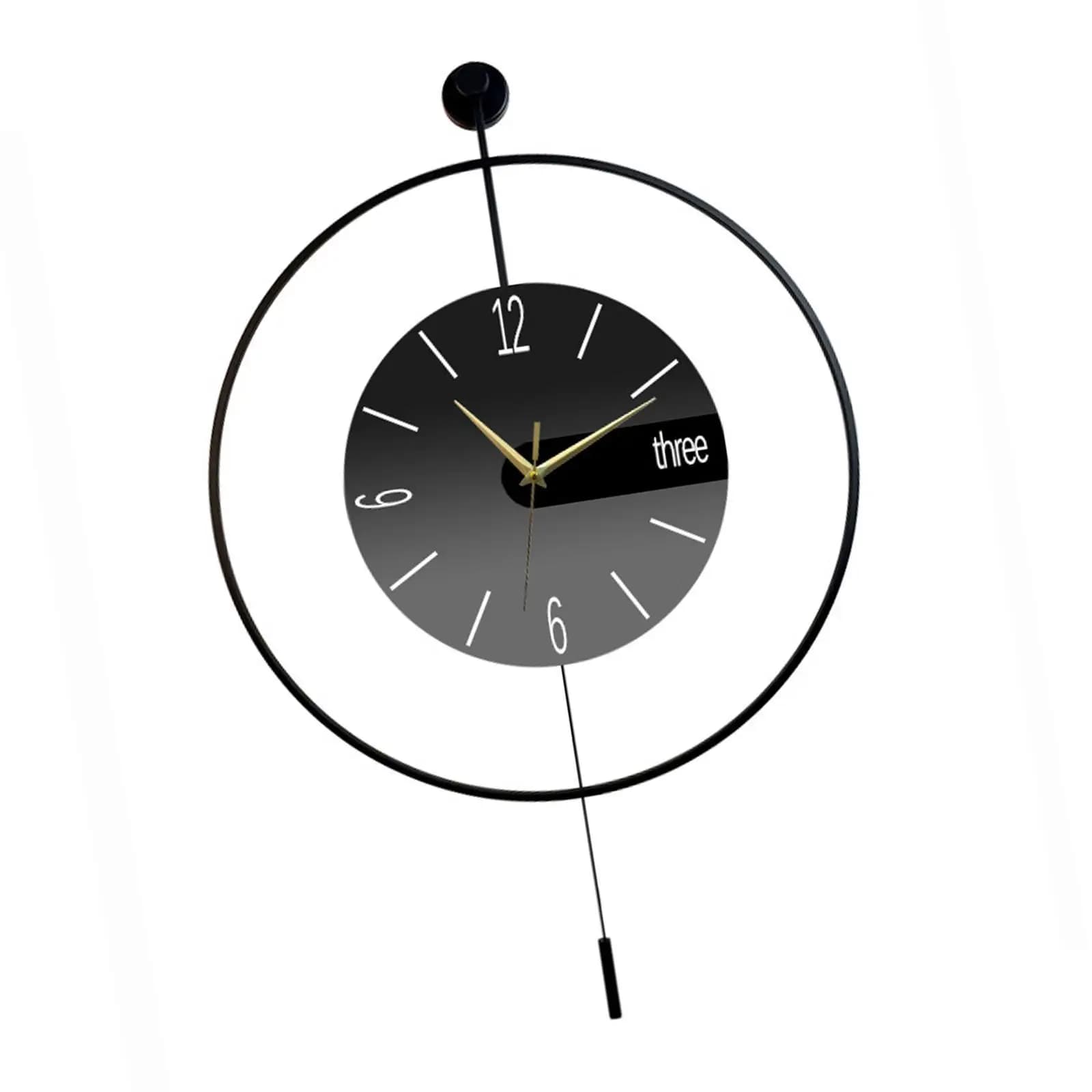 Orologio da Parete Moderno Grande Diametro 60cm in Ferro Battuto Silenzioso per Casa Ufficio Bagno