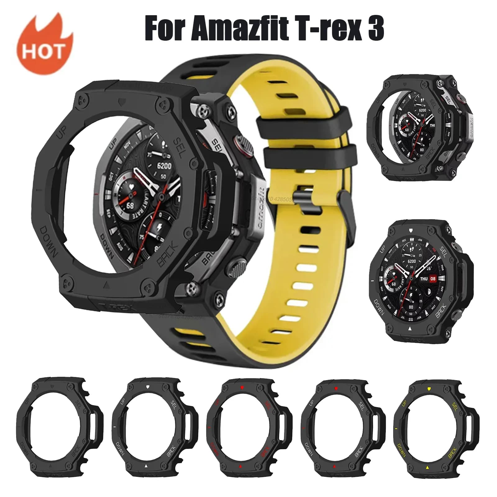 Custodia protettiva in TPU per Amazfit T-Rex3 Smart Watch Guscio protettivo Telaio Cover per PC per Huami Amazfit T rex 3 Paraurti