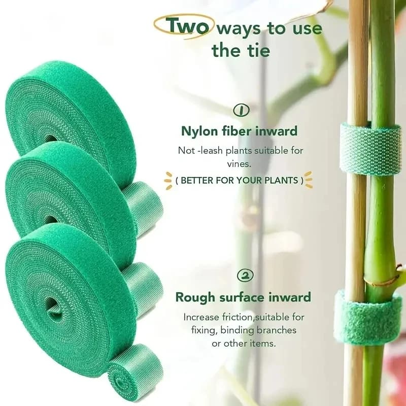 3 rolls of green garden strings for plants wrapping for plants Nylon garden hook bamboo ring Canl And support enveloping garden accessories