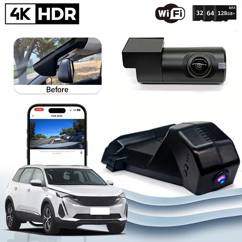 UHD 4K 2160P Wifi Car DVR Dash Cam Camera Video Recorder for Peugeot 2008 P24 3008 4008 P84 5008 P87 App control video recorder