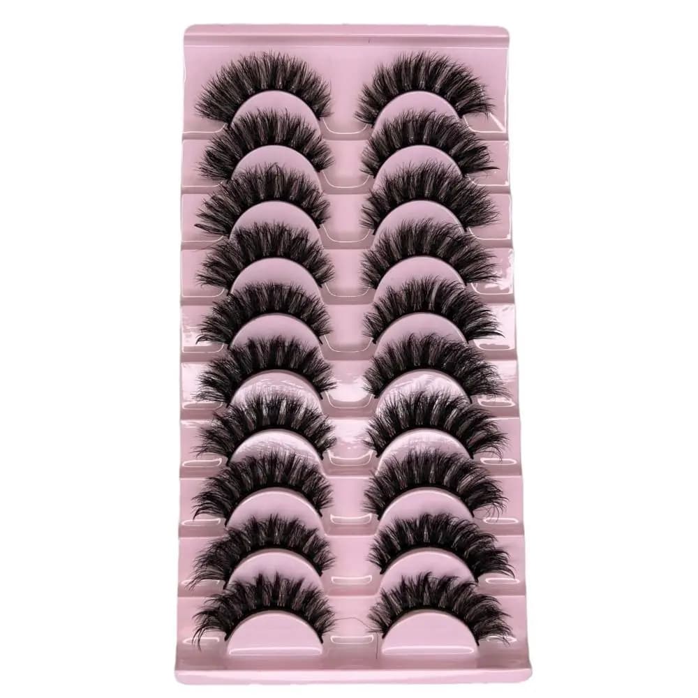Ciglia Finte Lunghe 14-16mm Effetto Naturale Volume 3D, Ciglia Finte in Visone Sintetico 3D, Ciuffetti Voluminosi, Ciglia Finte a Ventaglio, Ciglia Finte per la Cura Personale