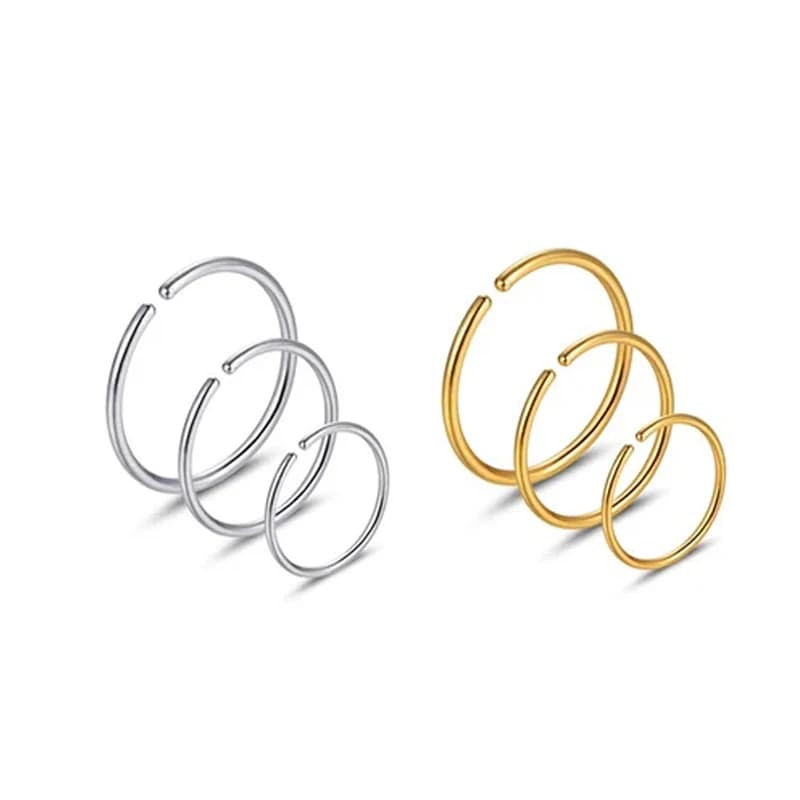 Set di 6 Anelli per Naso Ipoallergenici in Acciaio Chirurgico 316L 20G, Orecchini per Piercing di Cartilagine, Trago ed Elica