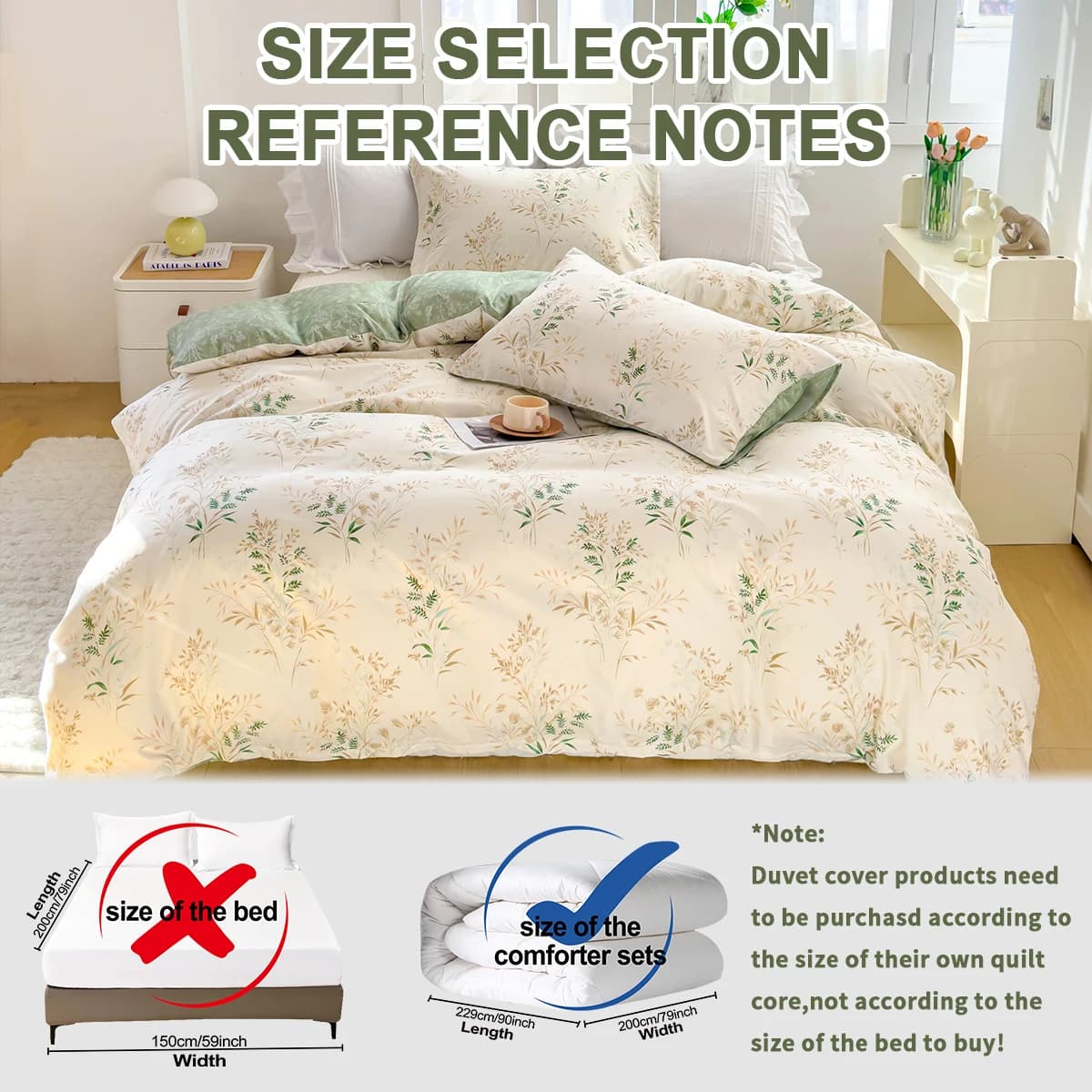 Set copripiumino elegante con stampa floreale da 3 pezzi, set biancheria da letto morbido e delicato sulla pelle, include 1 copripiumino e 2 federe