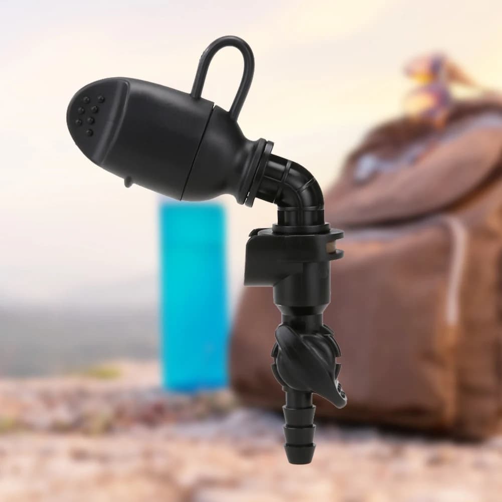 Silicone Hydration Pack Suction Nozzle Replacement Straight Water Bladder Nozzle with Dust Cover Black Outdoor Accessory