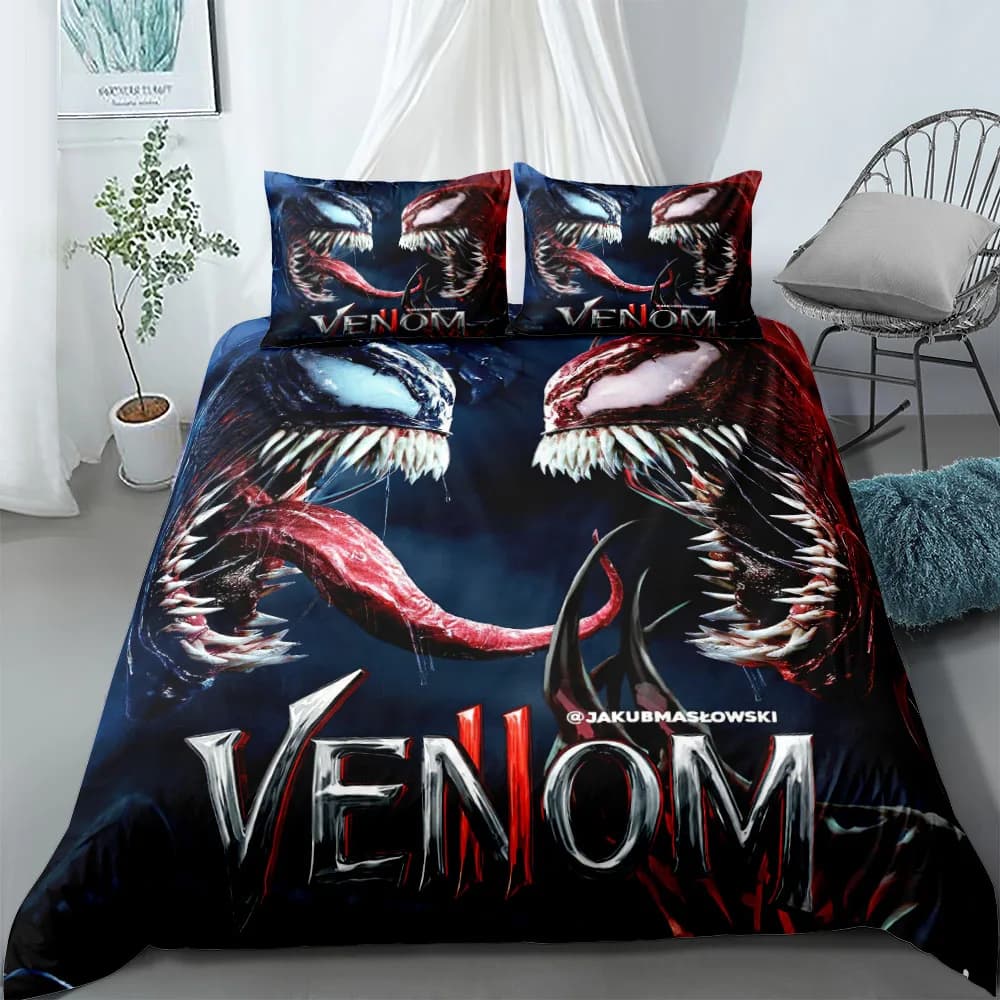 Set Copripiumino per Bambini v Venom, Disponibile in Versione UK e US, per Letti Singoli, Matrimoniali, King Size