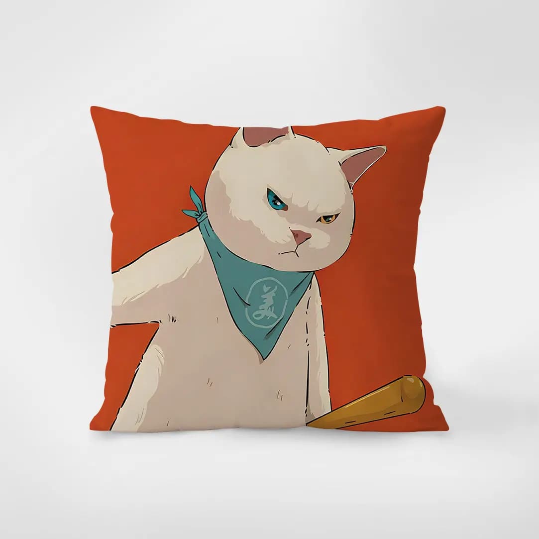 Fodera per cuscino lombare a forma di gatto cartone animato, graziosa e divertente, per divano, soggiorno e decorazioni per showroom