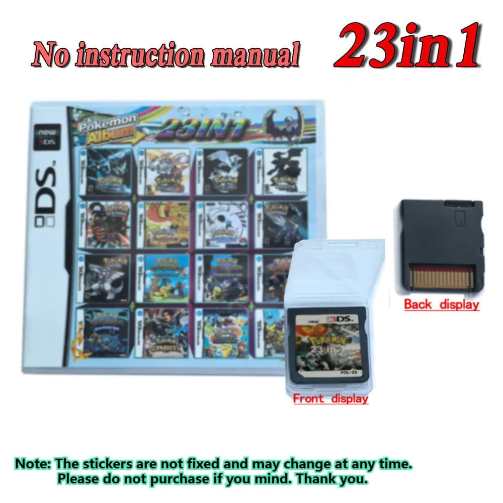 Cartuccia di Gioco Pokémon 23 in 1 per DS 3DS, Scheda di Gioco Video per Console Portatile (Scheda R4)