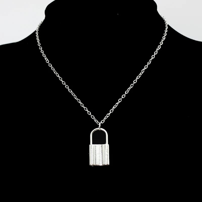 Pendenti con lucchetto Girocolli a catena Collana per donna Uomo Punk Argento Colore Blocco Gioielli Hiphop Estetica Egirl Eboy Accessori