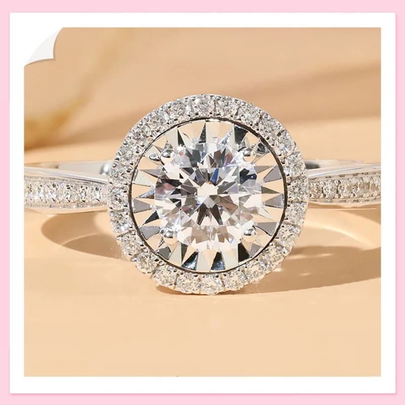 Anello con Diamante Imitazione Mozzarella Americana, Otto Cuori e Otto Frecce, Diamante ad Alto Contenuto di Carbonio Placcato, Anello da Donna con Occhi di Stella
