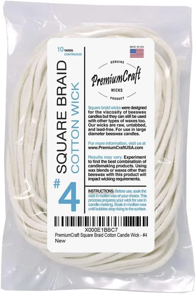 Premium # Fiammifero in cotone intrecciato a 4 fili, 10 iarde, senza piombo, prodotto negli USA