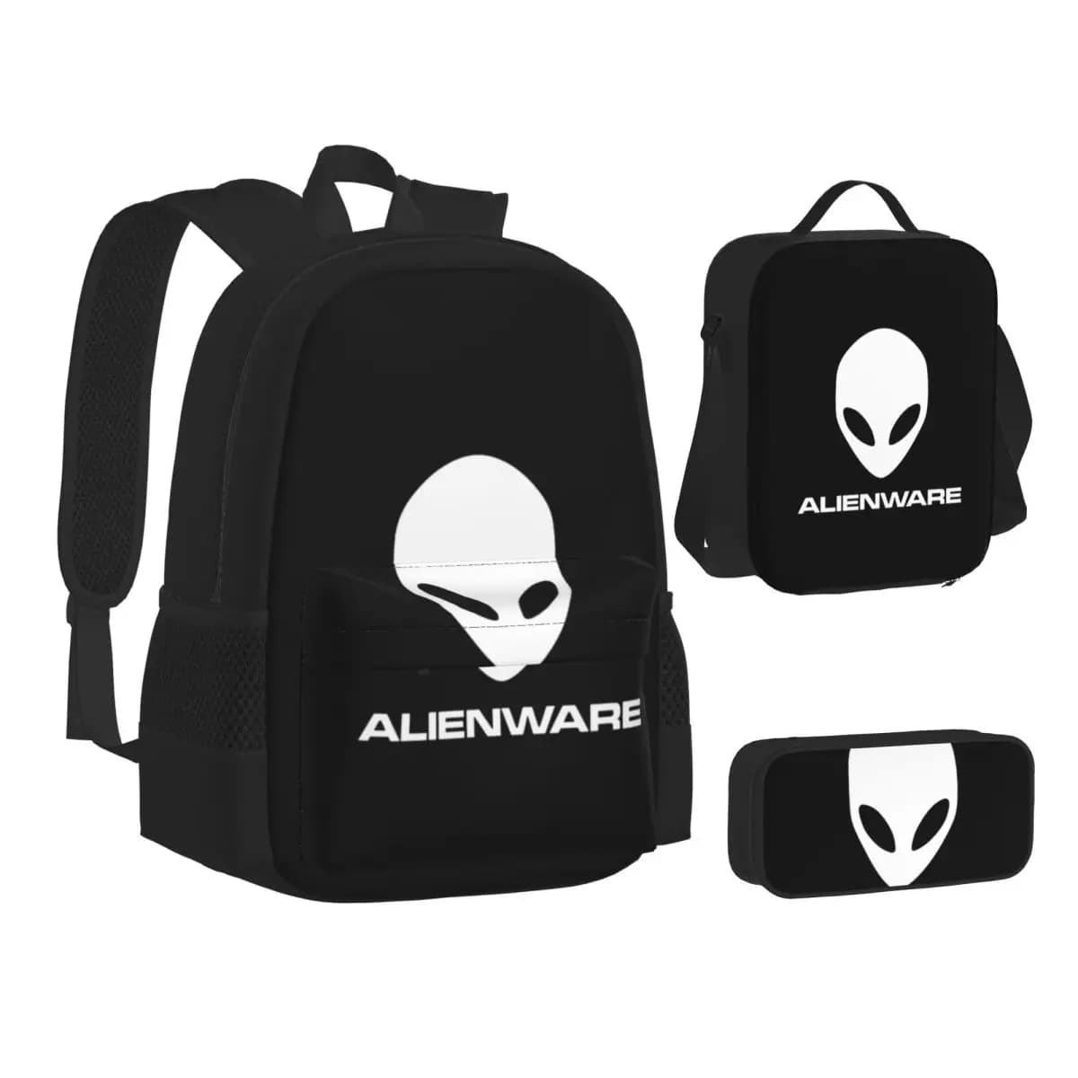 Zaini Alienware Dale, Borsa per Studenti, Borse Scolastiche, Zaino per Bambini, Borsa per il Pranzo, Astuccio, Set di Tre Pezzi