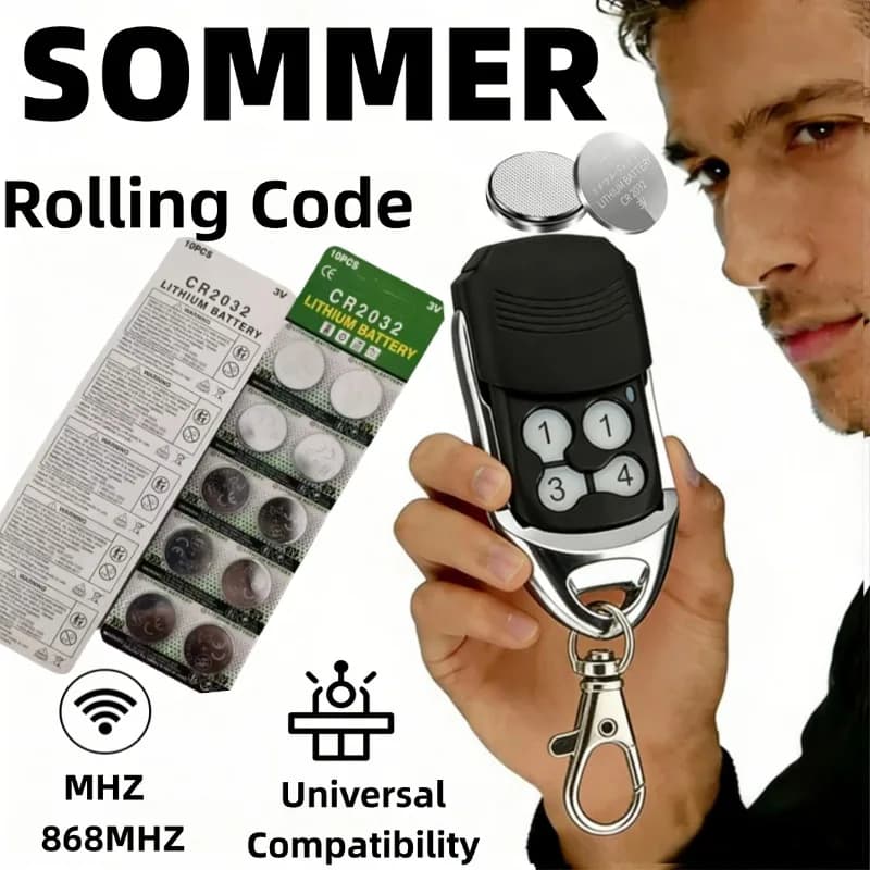 Telecomando per Apriporta Garage Sommer 4020 TX03-868-4 Tipo Europa & America, Trasmettitore Rolling Code, Chiave FOB