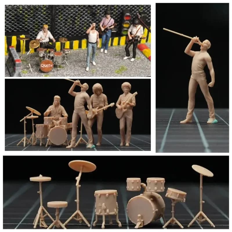 1/64 1/43 Bilancia In Miniatura Band Batteristi Cantanti Guitaristi Bambola Statua Modello Giocattoli Figura Scena Collezione Display
