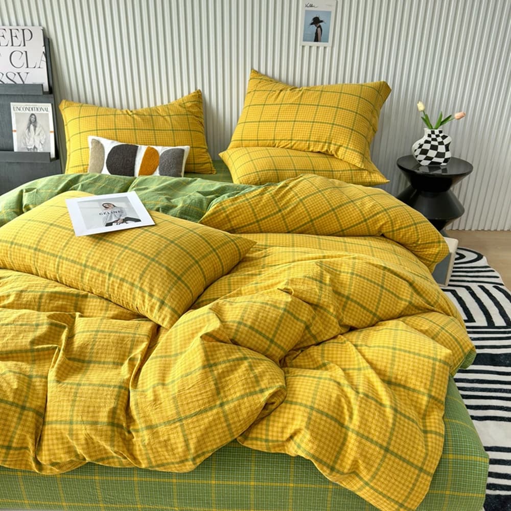 Copripiumino in puro cotone stile giapponese con stampa scozzese King copripiumino universale quattro stagioni comodo e delicato sulla pelle