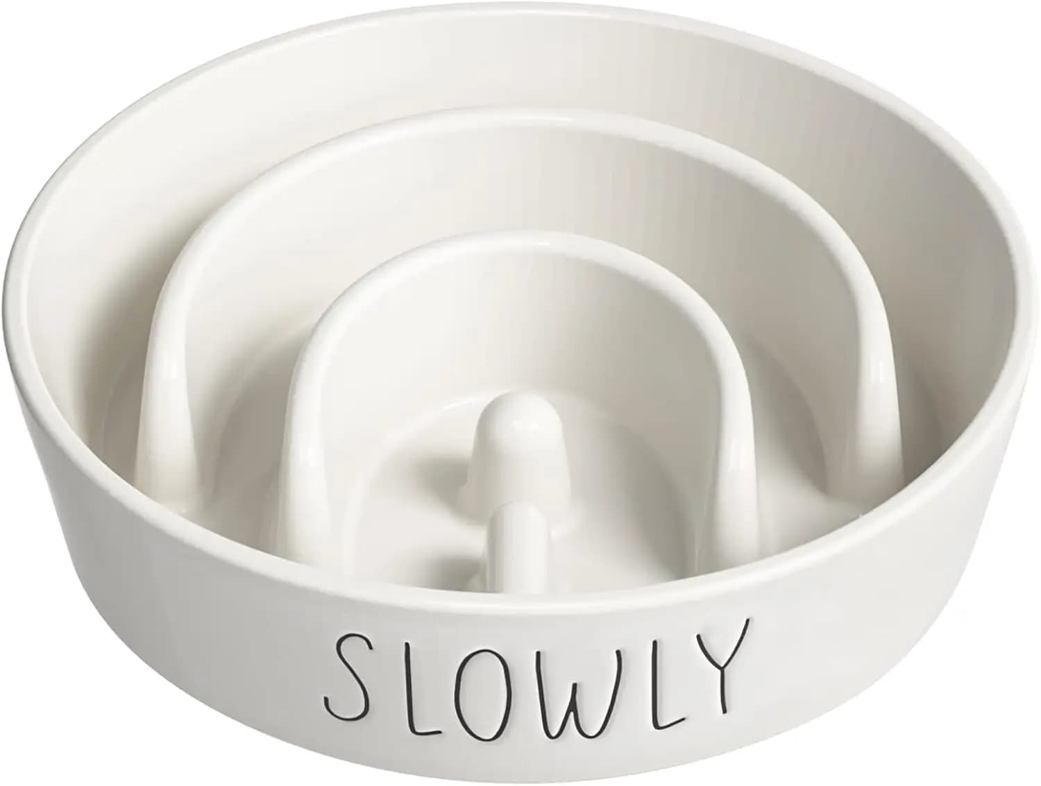 Ciotola in Ceramica per Cani a Lenta Alimentazione - 1.5 Tazze con Labirinto Puzzle per Razze Piccole e Medie, Ciotola Anti-Ingozzamento Bianca per Animali Domestici