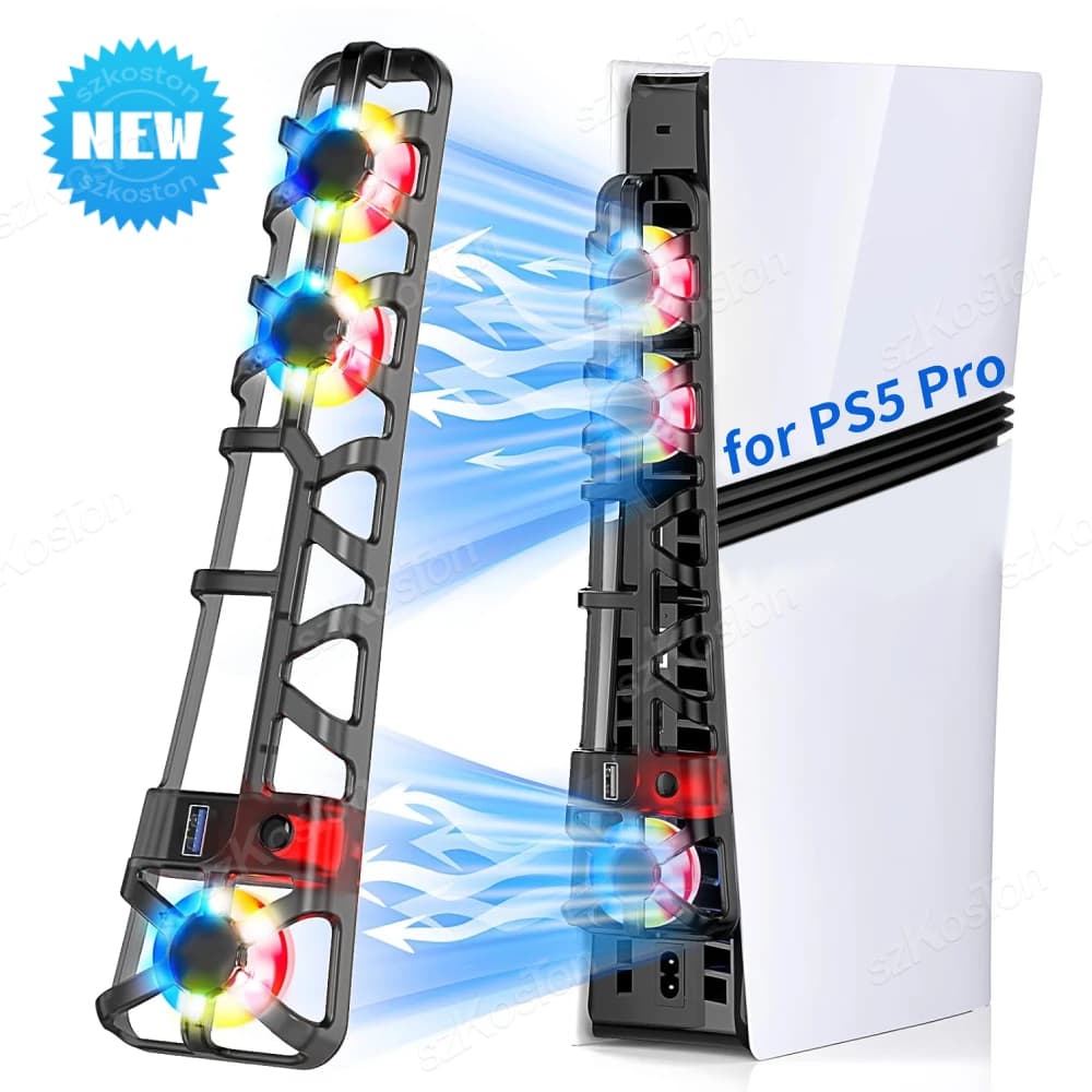 Per PS5 Pro Ventola di raffreddamento Ventola esterna a temperatura controllata con luce RGB per accessorio di gioco per console Playstation 5 Pro