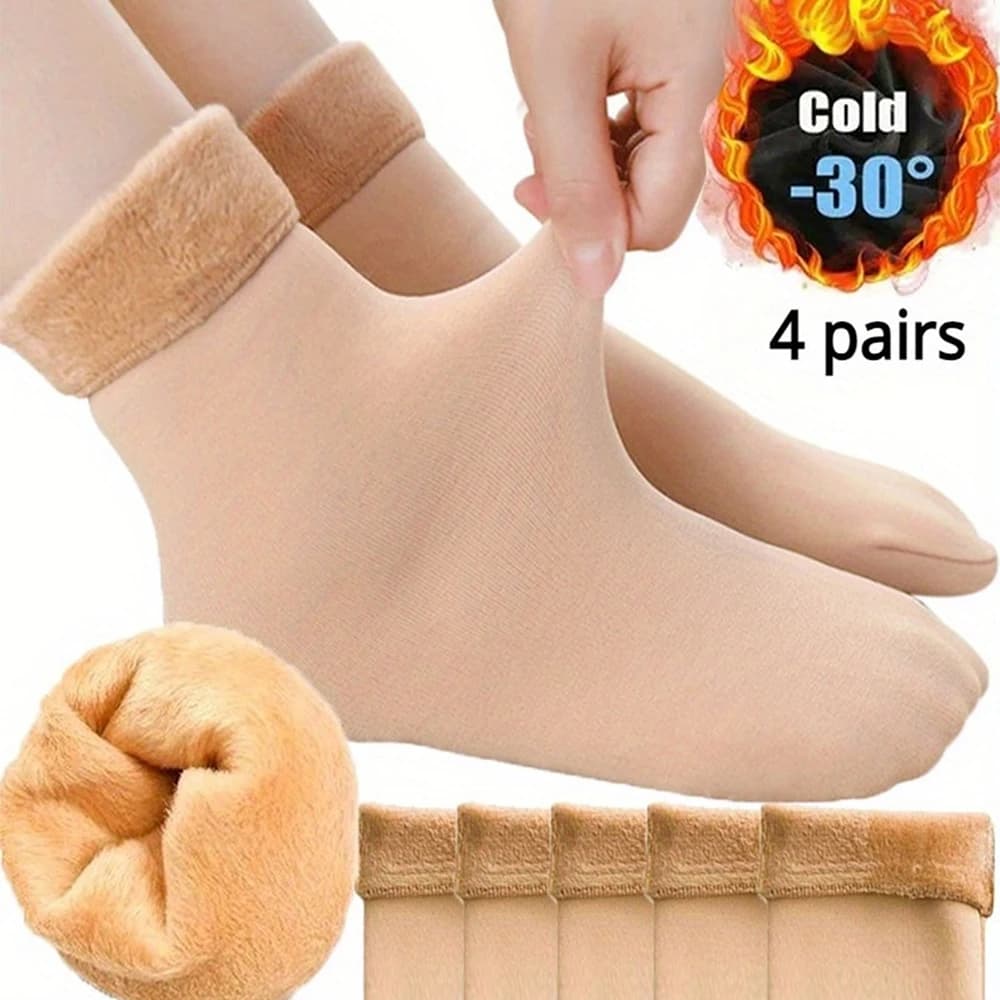 2/4 pairs of warm winter thickening in short socks women's socks thermal socks in cashmere wool velvet snow boots house floor Calcetines Mujer