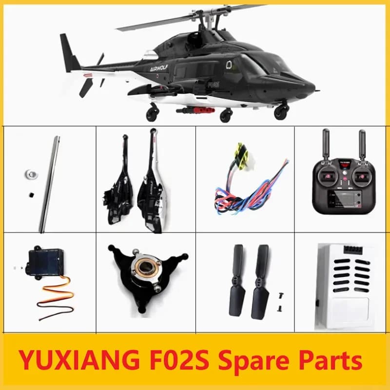 Elenco pezzi di ricambio per YUXIANG F02S Airwolf RC Accessori per elicotteri Lama principale Albero Shell Collegamento motore Servo Carrello di atterraggio ecc