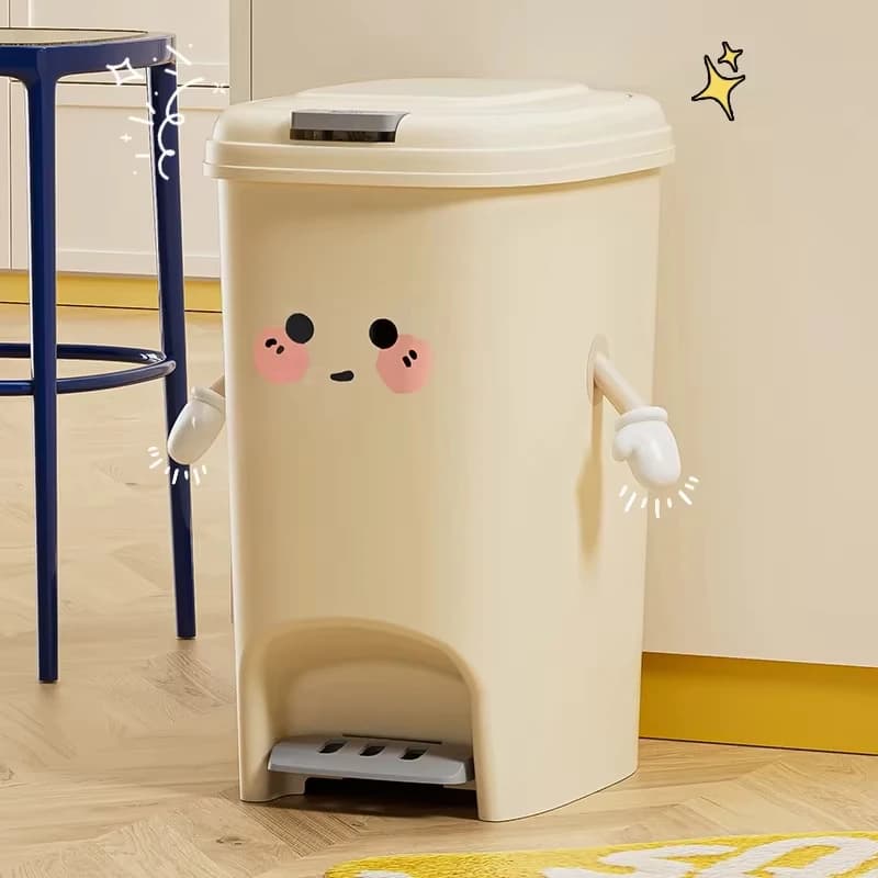 UFORU Adorable Creative Bin, Large-Capacity Household Waste Bin, Dual-Action Pedal Bin for Kitchen and Living Room