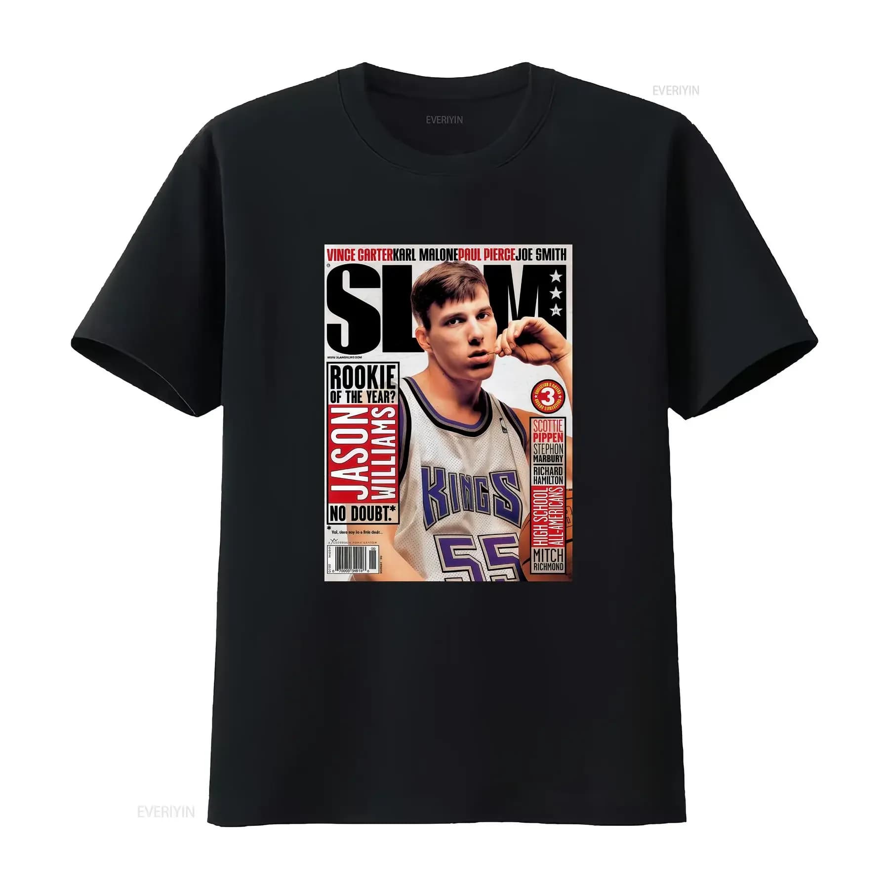 Jason Williams Heavy cotton t-shirt with white chocolate slam S 5XL vintage washed slightly elongated graphics breathable and comfortable